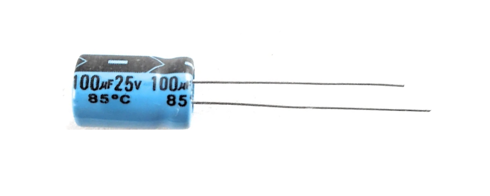 Through Hole Electrolytic Capacitor, 100µF, 25V, 6.5 x 12 mm